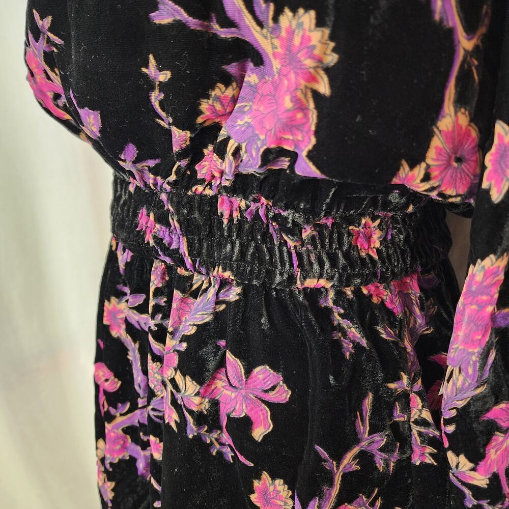 NWT Another Love Anais Multi Ruffle Blossoms Witchy Goth Moto Burnout Dress, SM - Picture 5 of 8